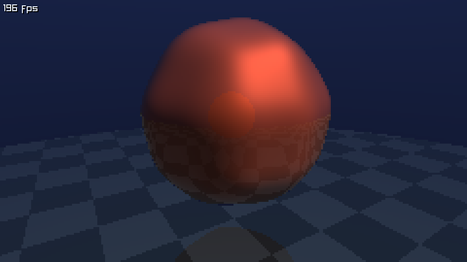 A pixel-sharp raymarched sphere rendered by a Dudu SDL3 dogfood project